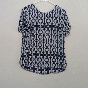 Navy blue kaleidoscope pattern blouse
